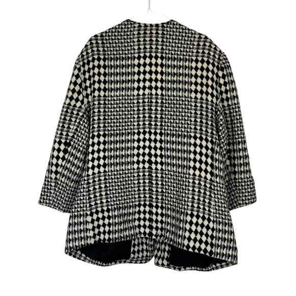 Vintage Fyzal Virani 100% Virgin Wool Houndstooth Diamond Blazer Size 22 - Picture 3 of 11